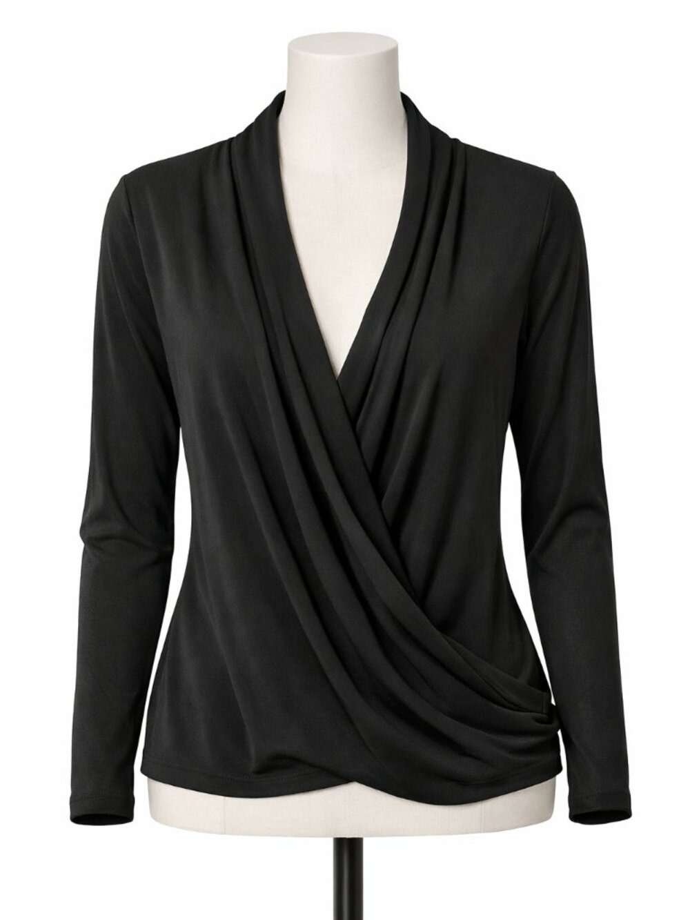 Tahari Black Draped V-Neck Top – New with Tags  size L